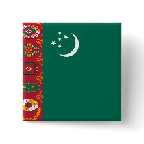 Turkmenistan, Turkey flag Pinback Buttons