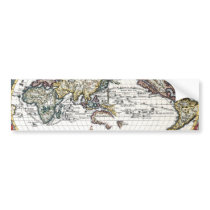 Turn of the 18th century world map bumper sticker