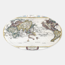 Turn of the 18th century world map sticker