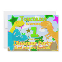 Turning 1 Dinosaur Birthday Party Invites