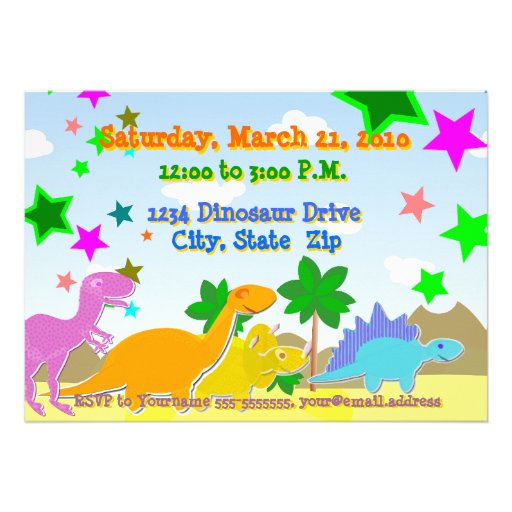 Turning 5 Dinosaur Birthday Party Invitations