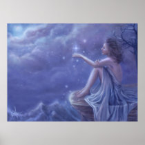faery, fantasy, digital, art, moon, snow, winter, esbat, wicca, Poster with custom graphic design