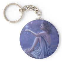 faery, fantasy, digital, art, moon, snow, winter, esbat, wicca, Keychain with custom graphic design