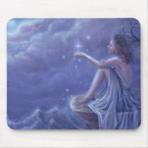 faery, fantasy, digital, art, moon, snow, winter, esbat, wicca, Mouse pad with custom graphic design