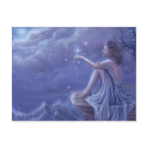 faery, fantasy, digital, art, moon, snow, winter, esbat, wicca, Postcard with custom graphic design
