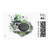 turntable deejay  vector stamp