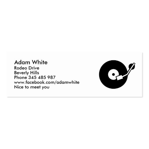 Turntable DJ Business Card (front side)