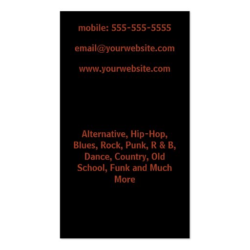 Turntable DJ Business Card (back side)