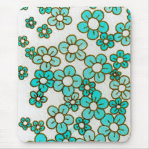 Turqoise flowers mouse pad