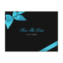 Turqoise Ribbon Wedding Invitation Save the Date postcards by Ruxique Turqoise Ribbon Wedding Invitation Save the Date postcards