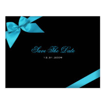 Turqoise Ribbon Wedding Invitation Save the Date Postcards