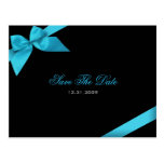 Turqoise Ribbon Wedding Save the Date 2 Post Cards