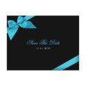 Turqoise Ribbon Wedding Save the Date 2 postcards by Ruxique Turqoise Ribbon Wedding Save the Date 2 postcards