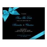 Turqoise Ribbon Wedding Save the Date 4 Postcard