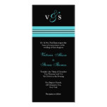 Turquiose Monogram Stripe wedding invitation