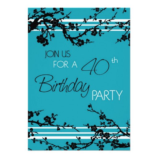 Turquoise 40th Birthday Party Invitation Card