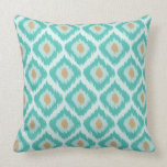 Turquoise And Beige Diamond Ikat Pattern Throw Pillows