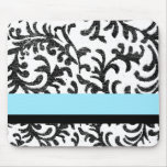 Turquoise and Black Floral Pattern Mouse Pads