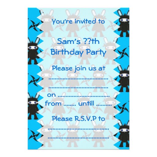 Turquoise and Black Ninja Bunny Pattern Cards