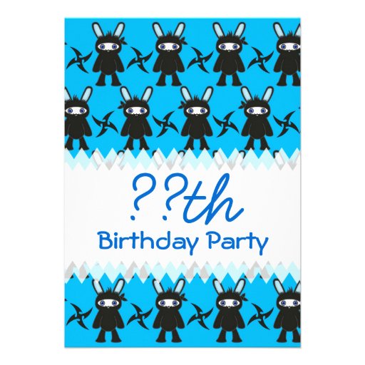Turquoise and Black Ninja Bunny Pattern Cards