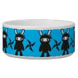 Turquoise and Black Ninja Bunny Pattern Pet Water Bowls