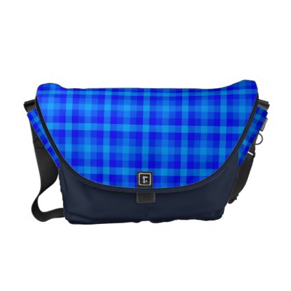 Turquoise and Blue Retro Chequered Pattern Courier Bag