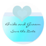 Turquoise and Blue Save the Date Round Stickers