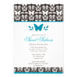Turquoise and Brown Butterfly Sweet 16 Invitaitons Invitation