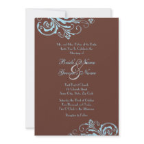 Turquoise and Brown Chic Wedding Invitation