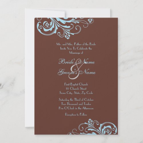 Turquoise and Brown Chic Wedding Invitation invitation