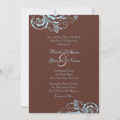 Turquoise and Brown Chic Wedding Invitation by TheBrideShop