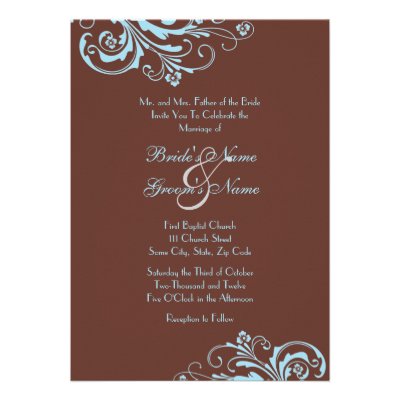 Turquoise and Brown Chic Wedding Invitation