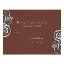 Turquoise and Brown Chic Wedding RSVP invitations