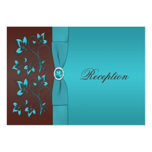 Turquoise and Brown Floral Enclosure Card Business Card Template (front side)