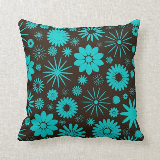 Turquoise and Brown Floral Jumbo Pillow Zazzle