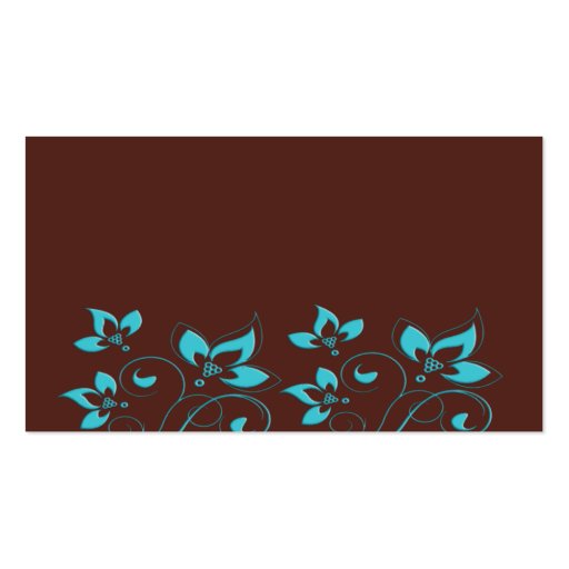 Turquoise and Brown Floral Placecards Business Cards (back side)