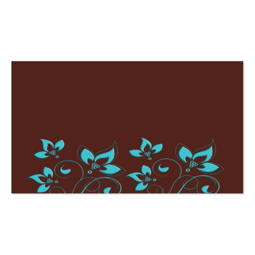 Turquoise and Brown Floral Wedding Favor Tag Business Card (back side)