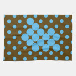 Turquoise and brown polka dots placemat hand towel