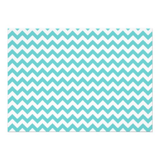 Turquoise and Coral Chevron Birthday Invitation