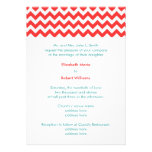 Turquoise and Coral Chevron Wedding Invitation