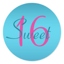 Turquoise and Fuchsia Sweet Sixteen Sticker