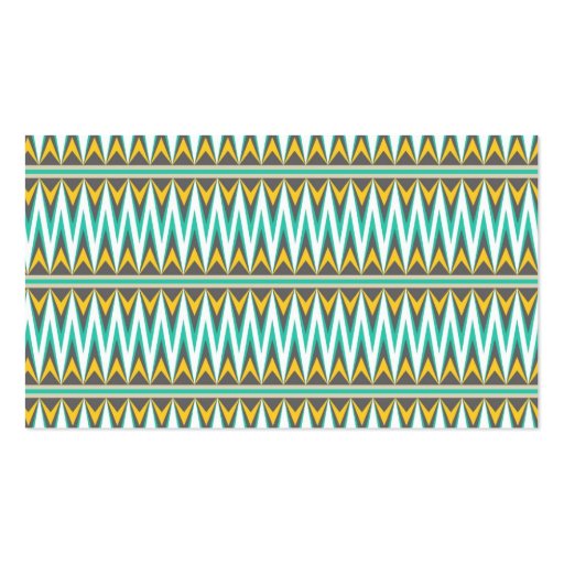 Turquoise and Gold Tribal Arrowhead Zigzags Design Business Card Templates (back side)