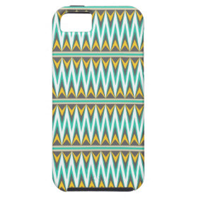 Turquoise and Gold Tribal Arrowhead Zigzags Print iPhone 5 Case