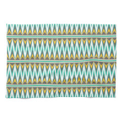 Turquoise and Gold Tribal Arrowhead Zigzags Print Towels