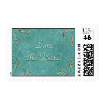 Turquoise and Gold Wedding Stamp