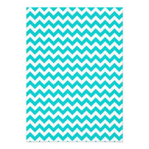 Turquoise and Grey Chevron Wedding Invitation