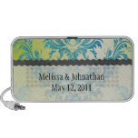 turquoise and lime green damask wedding keepsake portable speaker