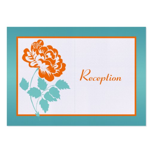 Turquoise and Orange Peony on Linen Enclosure Card Business Card Template
