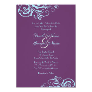 Turquoise and Purple Chic Wedding Invitation 5