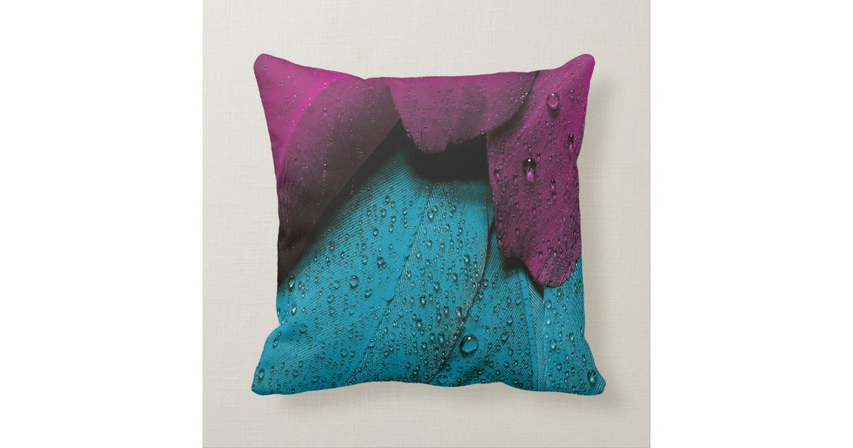 Turquoise and Purple Feathers Throw Pillow Zazzle